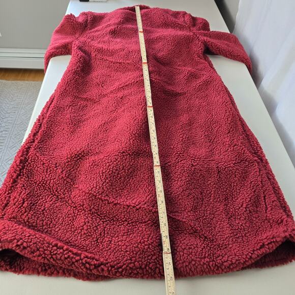 NEW Eilly Bazar Teddy Coat Women's M Burgundy Fuzzy Fleece Button NWOT - Picture 11 of 16